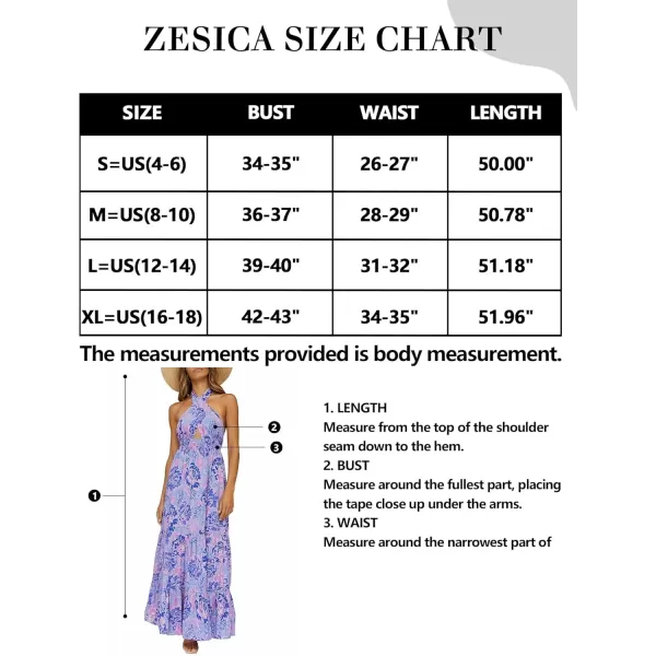 imageZESICA Womens 2024 Summer Crossover Halter Neck Sleeveless Plaid Cut Out Backless Flowy A Line Maxi DressBluishviolet