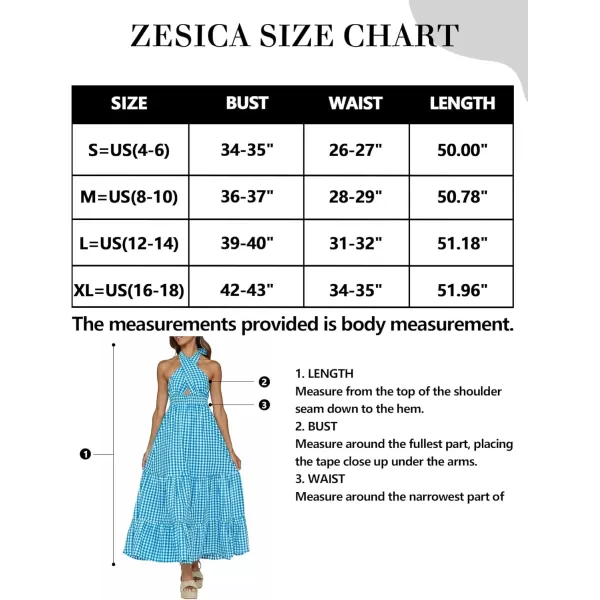 imageZESICA Womens 2024 Summer Crossover Halter Neck Sleeveless Plaid Cut Out Backless Flowy A Line Maxi DressBrightblue