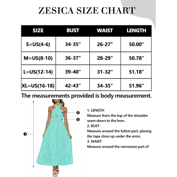 imageZESICA Womens 2024 Summer Crossover Halter Neck Sleeveless Plaid Cut Out Backless Flowy A Line Maxi DressGreen