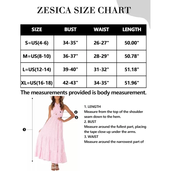 imageZESICA Womens 2024 Summer Crossover Halter Neck Sleeveless Plaid Cut Out Backless Flowy A Line Maxi DressPink