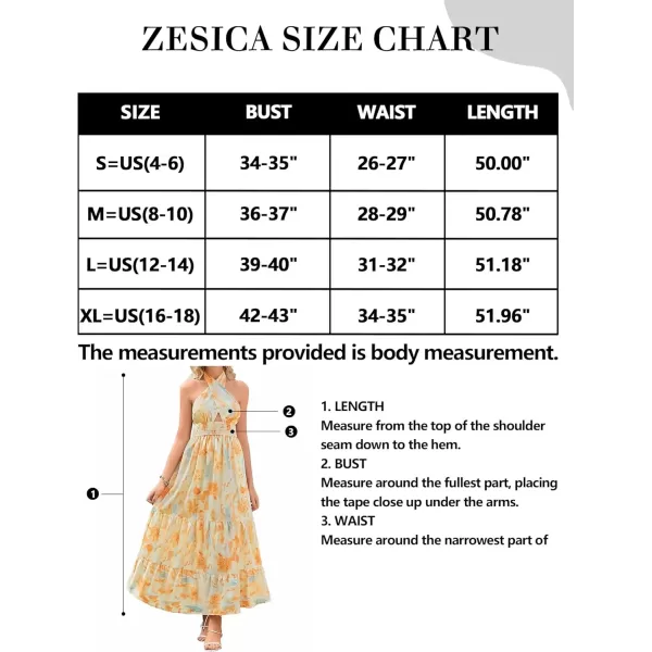 imageZESICA Womens 2024 Summer Crossover Halter Neck Sleeveless Plaid Cut Out Backless Flowy A Line Maxi DressSunsetyellow