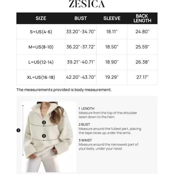 imageZESICA Womens 2024 Winter Long Sleeve 14 Zipper V Neck Loose Fuzzy Knitted Chunky Warm Pullover Sweater Jumper TopsApricot
