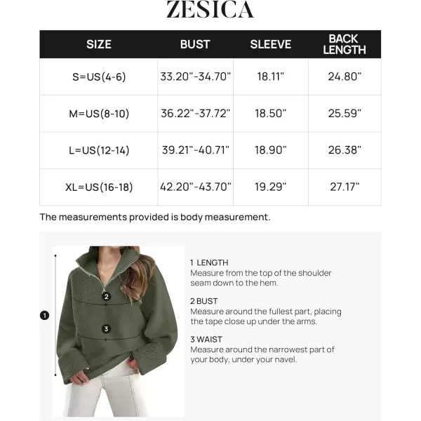 imageZESICA Womens 2024 Winter Long Sleeve 14 Zipper V Neck Loose Fuzzy Knitted Chunky Warm Pullover Sweater Jumper TopsArmygreen