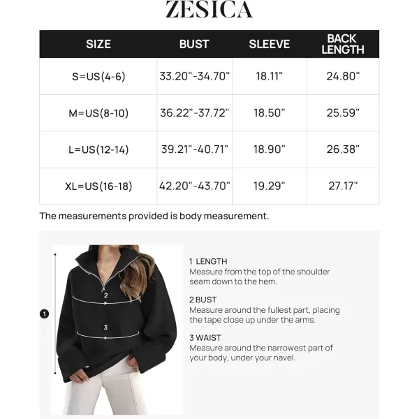 imageZESICA Womens 2024 Winter Long Sleeve 14 Zipper V Neck Loose Fuzzy Knitted Chunky Warm Pullover Sweater Jumper TopsBlack