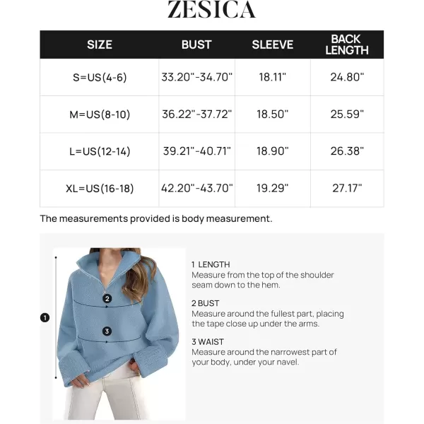 imageZESICA Womens 2024 Winter Long Sleeve 14 Zipper V Neck Loose Fuzzy Knitted Chunky Warm Pullover Sweater Jumper TopsBlue