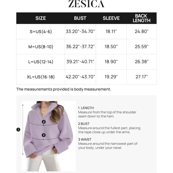 imageZESICA Womens 2024 Winter Long Sleeve 14 Zipper V Neck Loose Fuzzy Knitted Chunky Warm Pullover Sweater Jumper TopsLavender