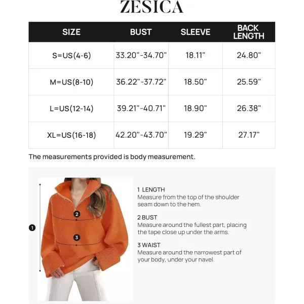 imageZESICA Womens 2024 Winter Long Sleeve 14 Zipper V Neck Loose Fuzzy Knitted Chunky Warm Pullover Sweater Jumper TopsOrange
