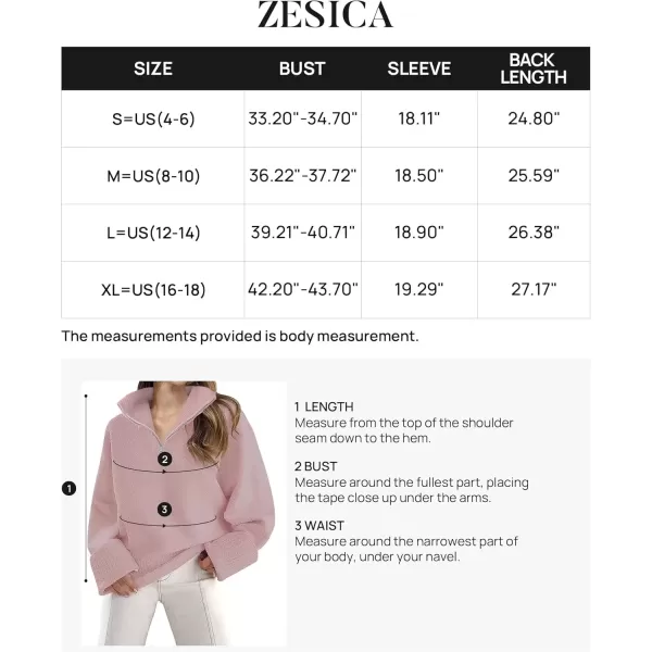 imageZESICA Womens 2024 Winter Long Sleeve 14 Zipper V Neck Loose Fuzzy Knitted Chunky Warm Pullover Sweater Jumper TopsPink