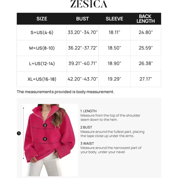 imageZESICA Womens 2024 Winter Long Sleeve 14 Zipper V Neck Loose Fuzzy Knitted Chunky Warm Pullover Sweater Jumper TopsRose