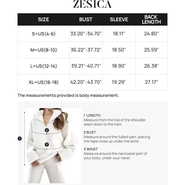 imageZESICA Womens 2024 Winter Long Sleeve 14 Zipper V Neck Loose Fuzzy Knitted Chunky Warm Pullover Sweater Jumper TopsWhite