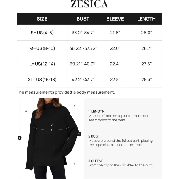 imageZESICA Womens 2024 Winter Sweaters Turtleneck Long Sleeve Oversized Split Hem Knitted Pullover Jumper Sweater TopsBlack