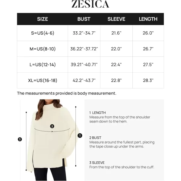 imageZESICA Womens 2024 Winter Sweaters Turtleneck Long Sleeve Oversized Split Hem Knitted Pullover Jumper Sweater TopsCream