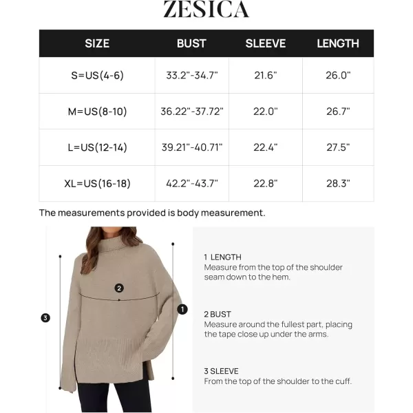 imageZESICA Womens 2024 Winter Sweaters Turtleneck Long Sleeve Oversized Split Hem Knitted Pullover Jumper Sweater TopsOatmeal