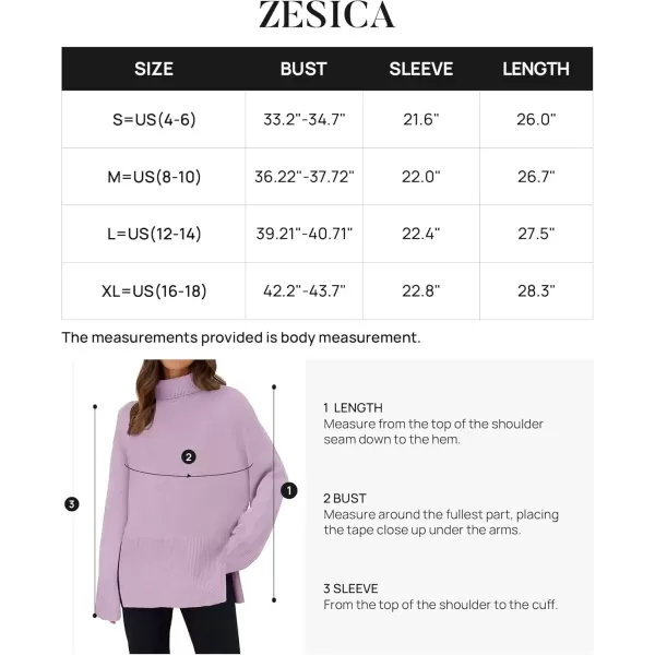 imageZESICA Womens 2024 Winter Sweaters Turtleneck Long Sleeve Oversized Split Hem Knitted Pullover Jumper Sweater TopsPurple