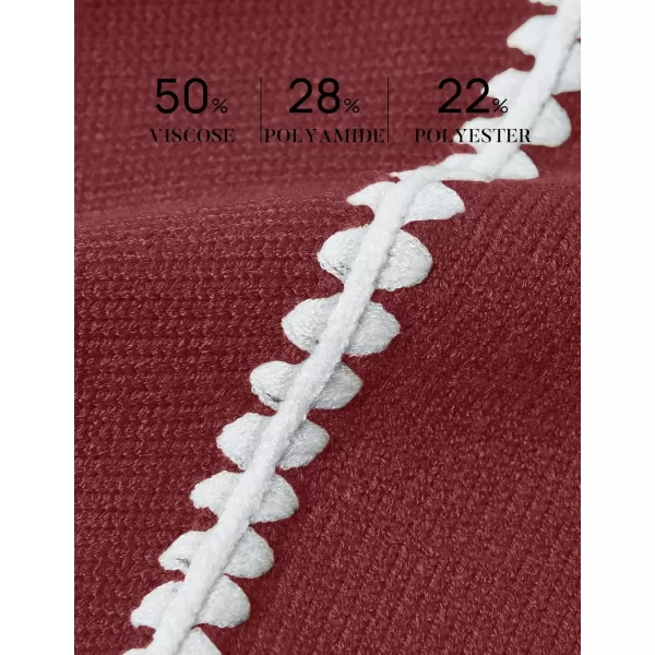 imageZESICA Womens Fall Long Sleeve Oversized Sweaters 2024 Casual Crew Neck Loose Fit Ribbed Knit Color Block Soft Pullover TopsDark Red