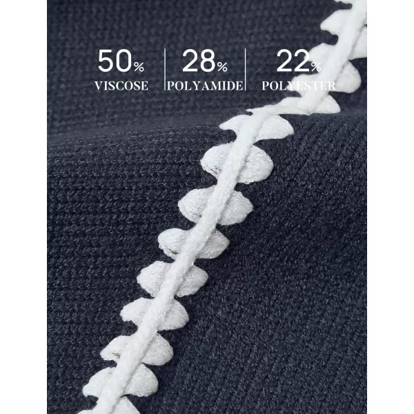 imageZESICA Womens Fall Long Sleeve Oversized Sweaters 2024 Casual Crew Neck Loose Fit Ribbed Knit Color Block Soft Pullover TopsNavy