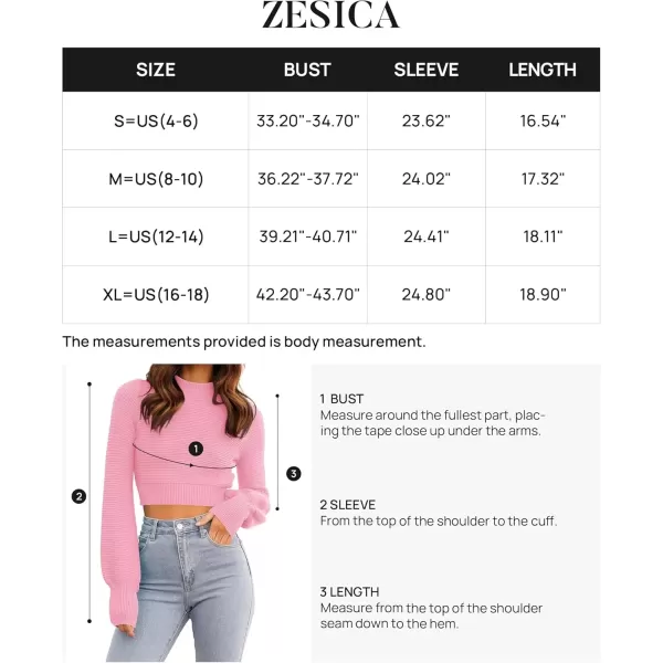 imageZESICA Womens Fall Mock Neck Cropped Sweater 2024 Long Sleeve Soft Ribbed Knit Pullover Jumper TopsHotpink