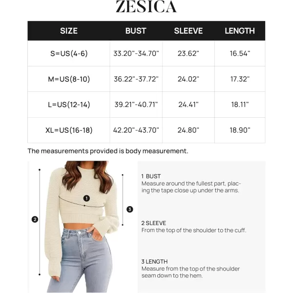imageZESICA Womens Fall Mock Neck Cropped Sweater 2024 Long Sleeve Soft Ribbed Knit Pullover Jumper TopsIvory
