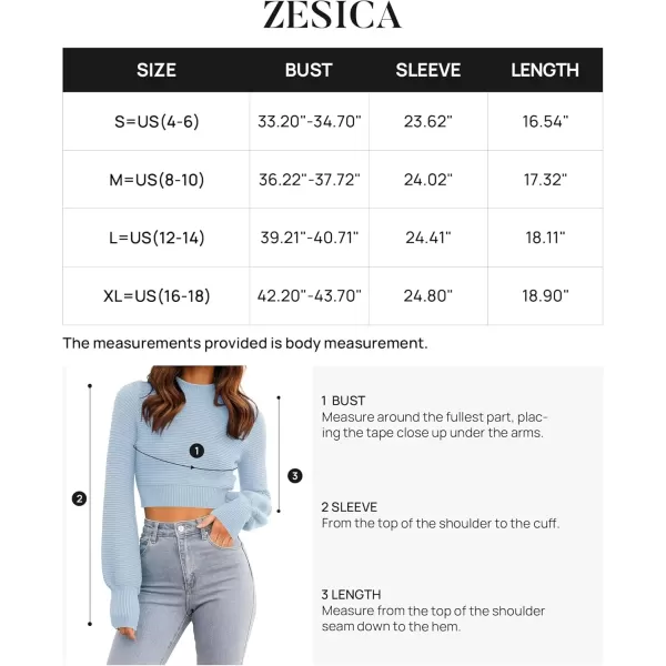 imageZESICA Womens Fall Mock Neck Cropped Sweater 2024 Long Sleeve Soft Ribbed Knit Pullover Jumper TopsLightblue