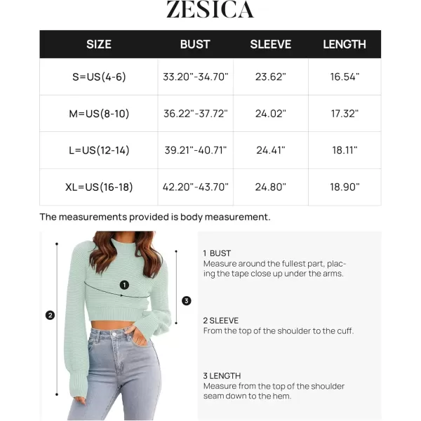 imageZESICA Womens Fall Mock Neck Cropped Sweater 2024 Long Sleeve Soft Ribbed Knit Pullover Jumper TopsLightgreen