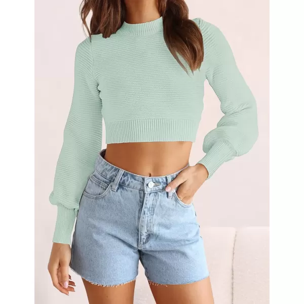 imageZESICA Womens Fall Mock Neck Cropped Sweater 2024 Long Sleeve Soft Ribbed Knit Pullover Jumper TopsLightgreen
