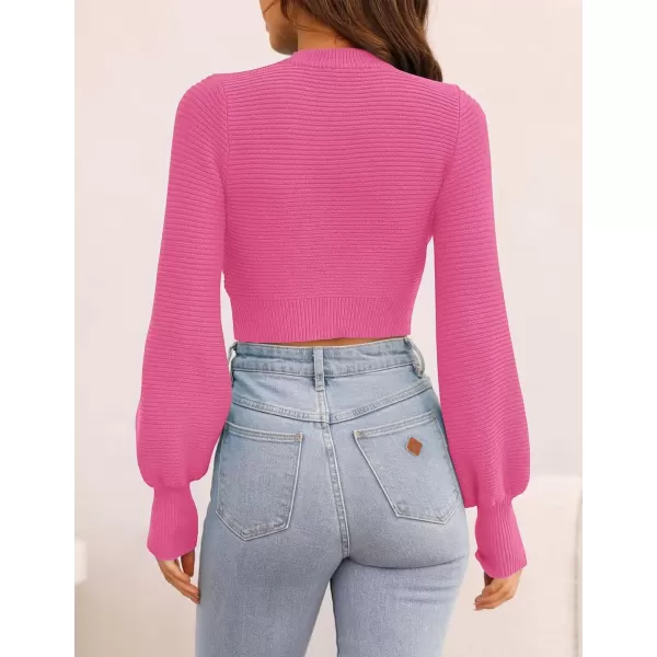 imageZESICA Womens Fall Mock Neck Cropped Sweater 2024 Long Sleeve Soft Ribbed Knit Pullover Jumper TopsRose