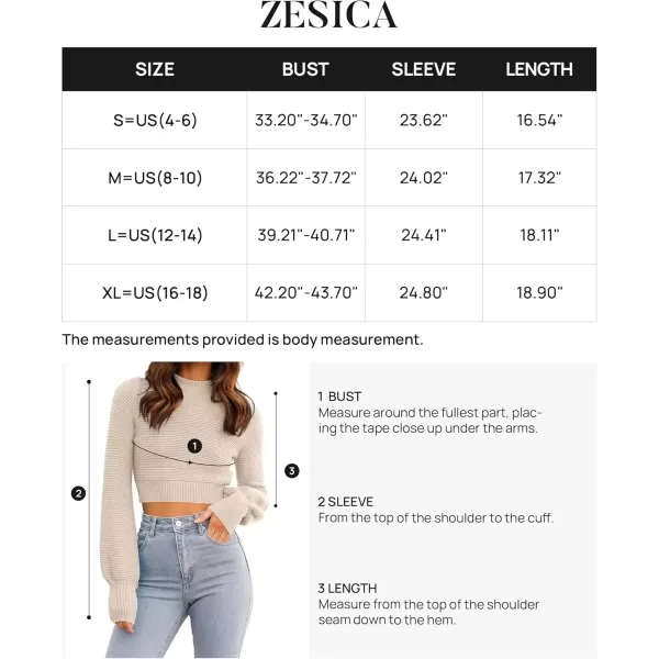 imageZESICA Womens Fall Mock Neck Cropped Sweater 2024 Long Sleeve Soft Ribbed Knit Pullover Jumper TopsSand