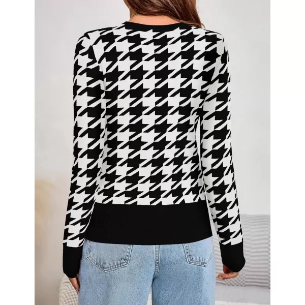 imageZESICA Womens Fall Sweaters Long Sleeve Crewneck Color Block Knit Slim Fitted Pullover TopsBlack