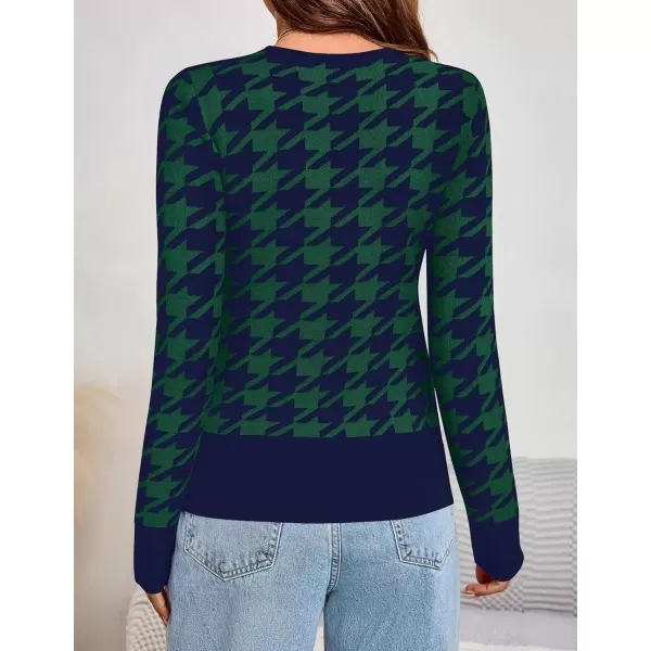 imageZESICA Womens Fall Sweaters Long Sleeve Crewneck Color Block Knit Slim Fitted Pullover TopsBluish Green
