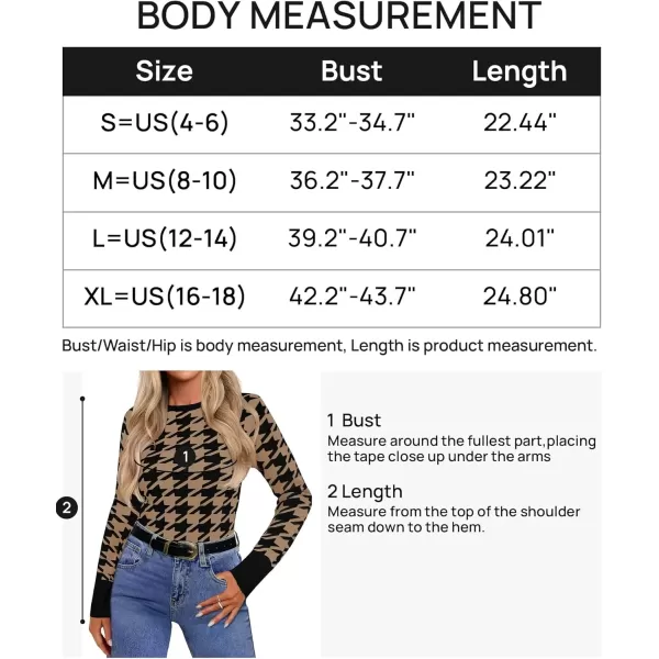 imageZESICA Womens Fall Sweaters Long Sleeve Crewneck Color Block Knit Slim Fitted Pullover TopsBrown