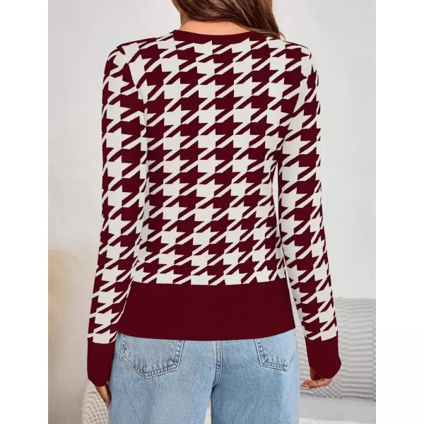 imageZESICA Womens Fall Sweaters Long Sleeve Crewneck Color Block Knit Slim Fitted Pullover TopsRed