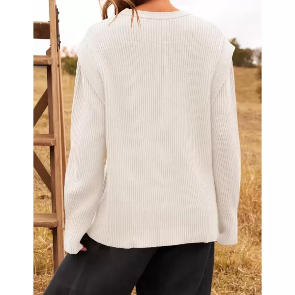 imageZESICA Womens Oversized Long Sleeve Crew Neck Sweaters Ribbed Knit Tops 2024 Casual Fall Pullover SweaterApricot