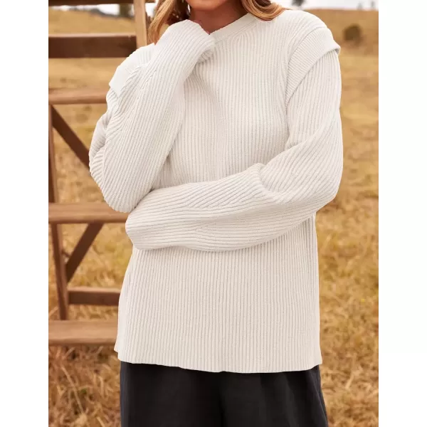 imageZESICA Womens Oversized Long Sleeve Crew Neck Sweaters Ribbed Knit Tops 2024 Casual Fall Pullover SweaterApricot