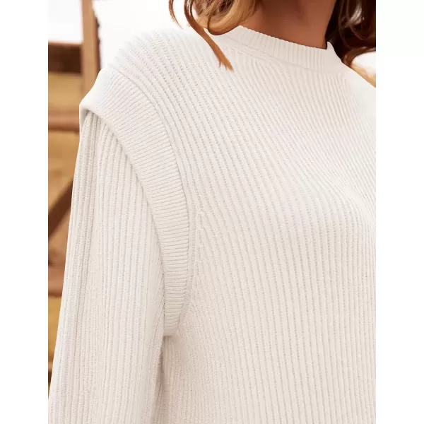 imageZESICA Womens Oversized Long Sleeve Crew Neck Sweaters Ribbed Knit Tops 2024 Casual Fall Pullover SweaterApricot