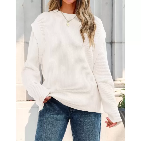 imageZESICA Womens Oversized Long Sleeve Crew Neck Sweaters Ribbed Knit Tops 2024 Casual Fall Pullover SweaterApricot