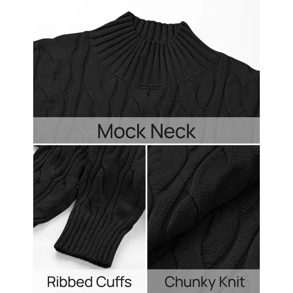 imageZESICA Womens Sweaters 2024 Fall Winter Long Sleeve Mock Neck Solid Color Casual Loose Chunky Pullover SweaterBlack