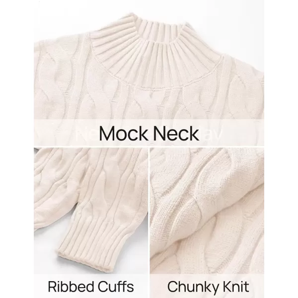 imageZESICA Womens Sweaters 2024 Fall Winter Long Sleeve Mock Neck Solid Color Casual Loose Chunky Pullover SweaterCream