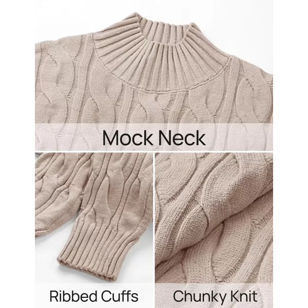 imageZESICA Womens Sweaters 2024 Fall Winter Long Sleeve Mock Neck Solid Color Casual Loose Chunky Pullover SweaterKhaki