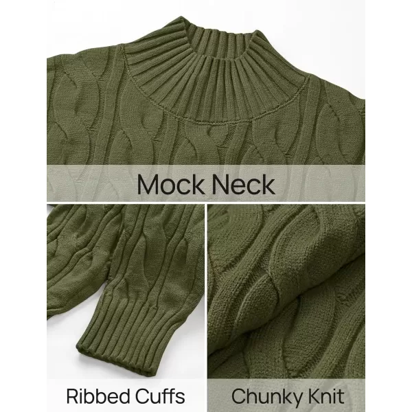 imageZESICA Womens Sweaters 2024 Fall Winter Long Sleeve Mock Neck Solid Color Casual Loose Chunky Pullover SweaterMoss Green