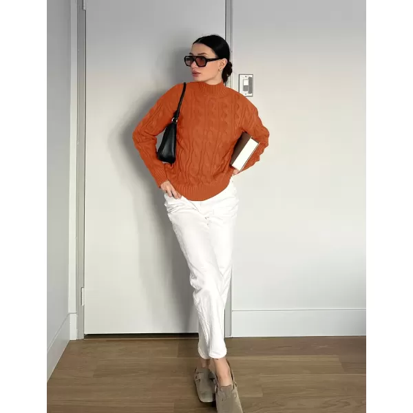 imageZESICA Womens Sweaters 2024 Fall Winter Long Sleeve Mock Neck Solid Color Casual Loose Chunky Pullover SweaterOrange