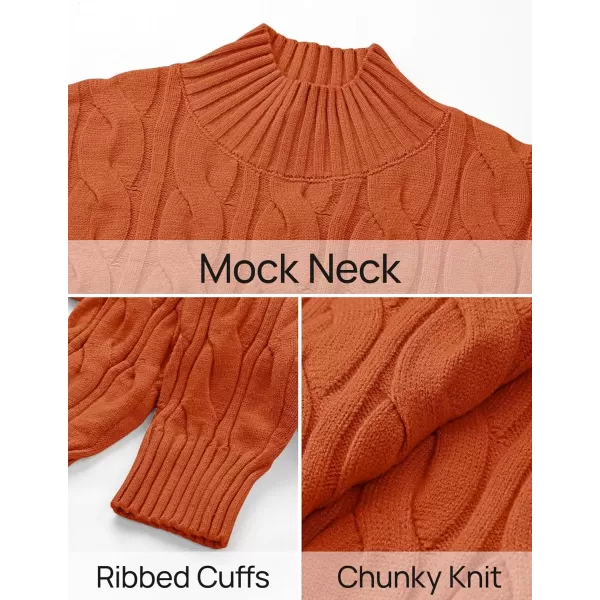imageZESICA Womens Sweaters 2024 Fall Winter Long Sleeve Mock Neck Solid Color Casual Loose Chunky Pullover SweaterOrange