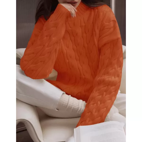 imageZESICA Womens Sweaters 2024 Fall Winter Long Sleeve Mock Neck Solid Color Casual Loose Chunky Pullover SweaterOrange