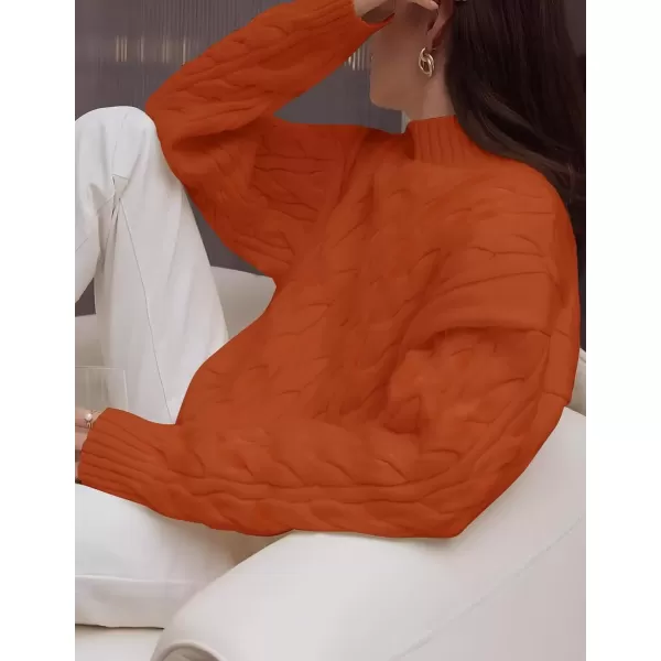 imageZESICA Womens Sweaters 2024 Fall Winter Long Sleeve Mock Neck Solid Color Casual Loose Chunky Pullover SweaterOrange
