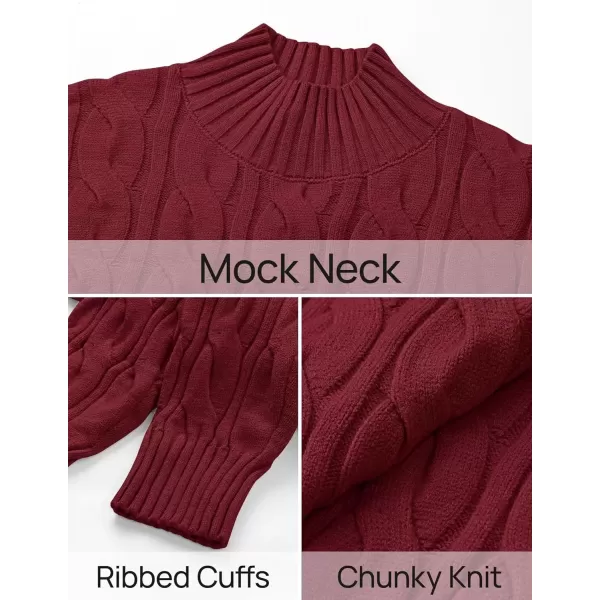 imageZESICA Womens Sweaters 2024 Fall Winter Long Sleeve Mock Neck Solid Color Casual Loose Chunky Pullover SweaterRed