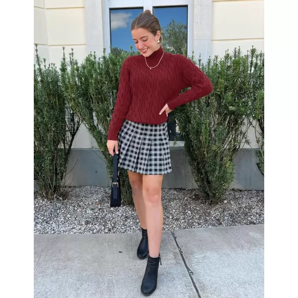 imageZESICA Womens Sweaters 2024 Fall Winter Long Sleeve Mock Neck Solid Color Casual Loose Chunky Pullover SweaterRed