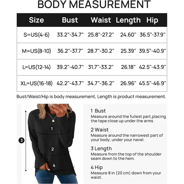imageZESICA Long Sleeve Shirts for Women Crewneck Side Slit Casual Loose Tunic Tops Lightweight Basic Tee Fashion ClothesBlack