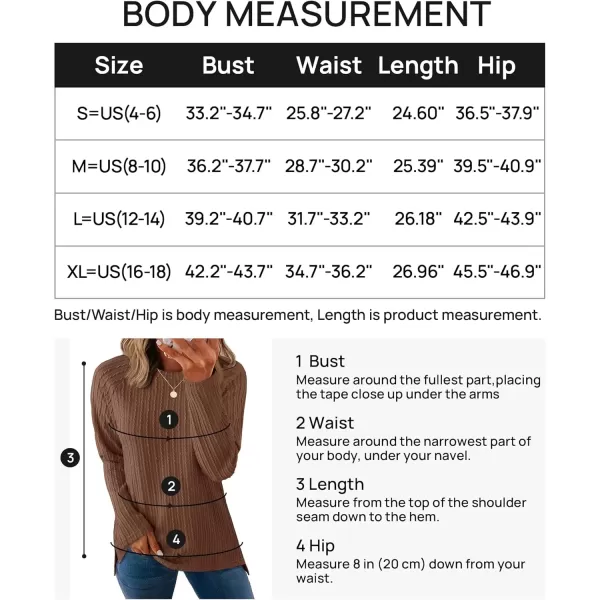 imageZESICA Long Sleeve Shirts for Women Crewneck Side Slit Casual Loose Tunic Tops Lightweight Basic Tee Fashion ClothesBrown