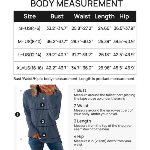 imageZESICA Long Sleeve Shirts for Women Crewneck Side Slit Casual Loose Tunic Tops Lightweight Basic Tee Fashion ClothesDarkblue