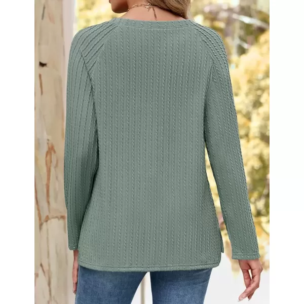 imageZESICA Long Sleeve Shirts for Women Crewneck Side Slit Casual Loose Tunic Tops Lightweight Basic Tee Fashion ClothesGraygreen