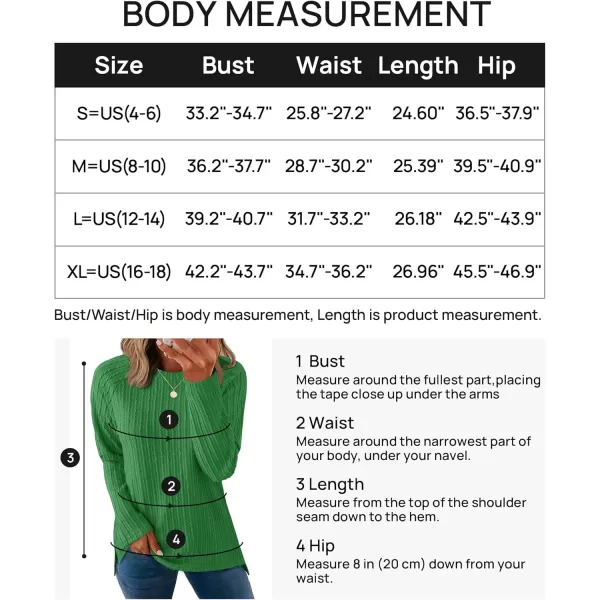 imageZESICA Long Sleeve Shirts for Women Crewneck Side Slit Casual Loose Tunic Tops Lightweight Basic Tee Fashion ClothesGreen